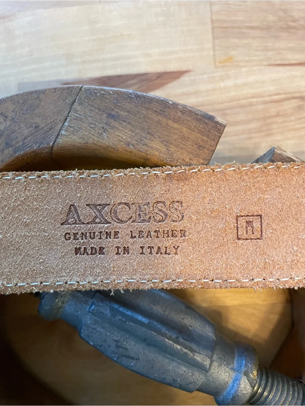 Axcess Pebbled Leather Wide Belt in Tan 28 in